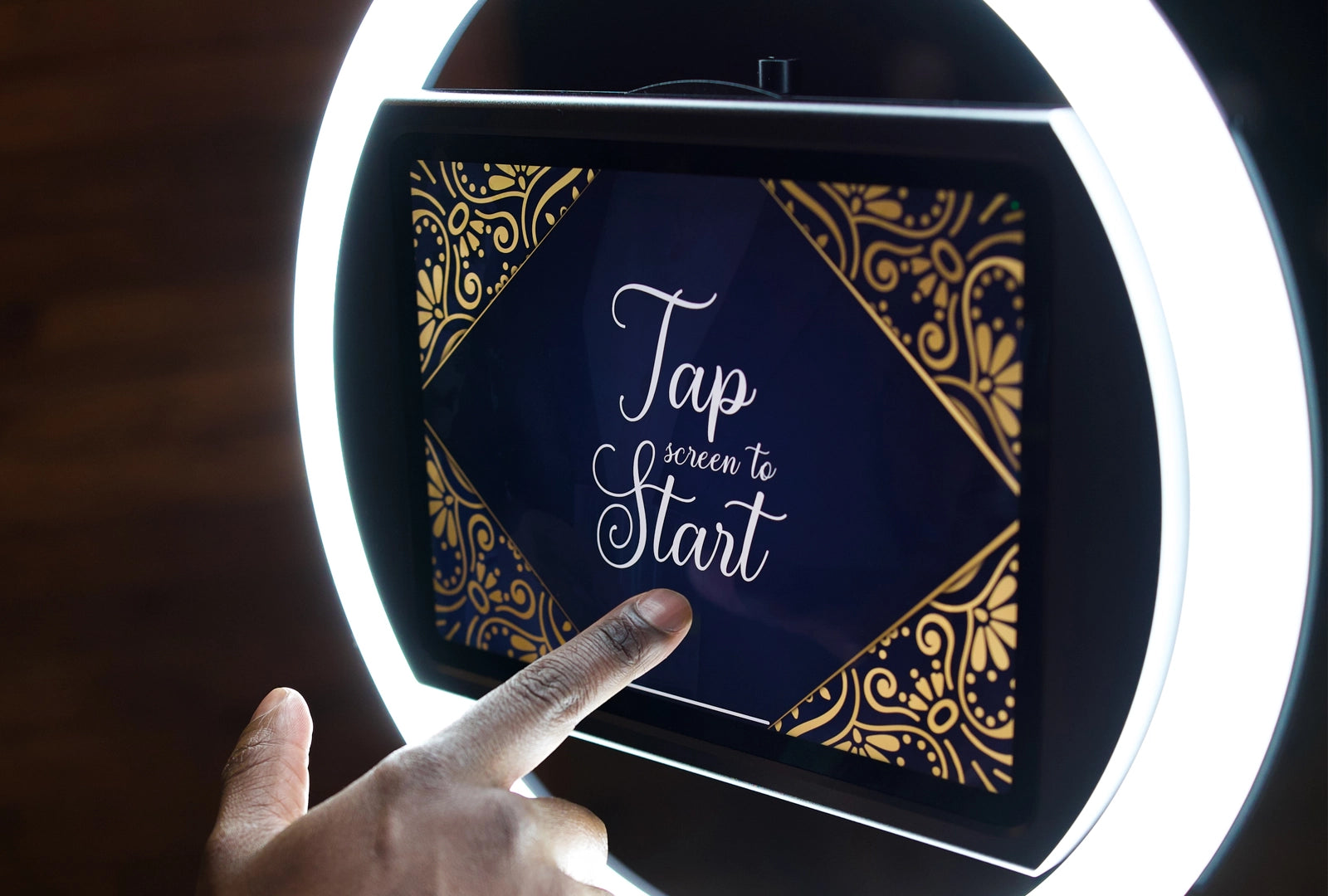Tap to start HALO selfie station at wedding